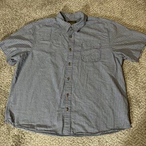 Eddie Bauer Shirt Mens 2XL Blue Plaid Short Sleeve Button Up Cotton Outdoor XXL